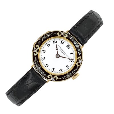 Lot 66 - Belle Epoque Gold, Enamel and Diamond Wristwatch, Patek Philippe & Co.