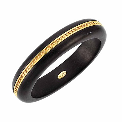 Lot 764 - Gold and Wood Bangle Bracelet, Elizabeth Locke