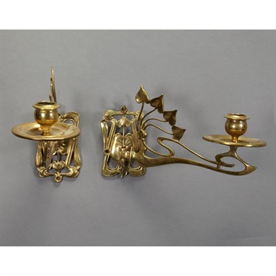 Lot 476 - Pair of Jugendstil Brass Single-Light...