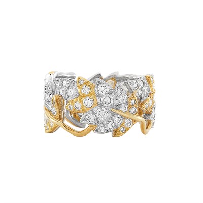 Lot 800 - Gold, Platinum and Diamond Leaf Band Ring, Tiffany & Co., Schlumberger