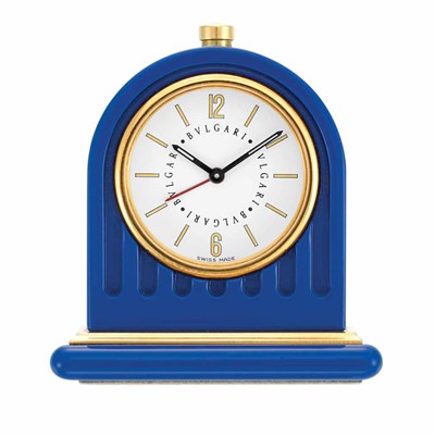 Lot 167 - Blue Enamel Desk Clock, Bulgari