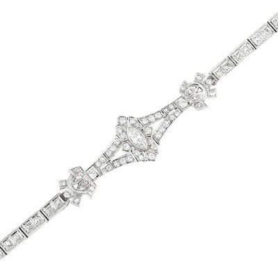 Lot 502 - Platinum, Low Karat White Gold and Diamond Bracelet