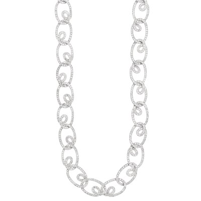 Lot 39 - White Gold and Diamond Link Necklace/Bracelet Combination