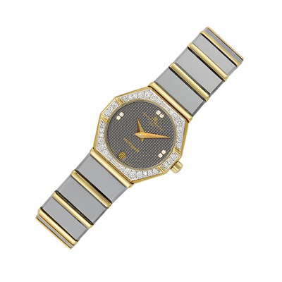 Lot 147 - Stainless Steel, Gold and Diamond Wristwatch, Baume & Mercier