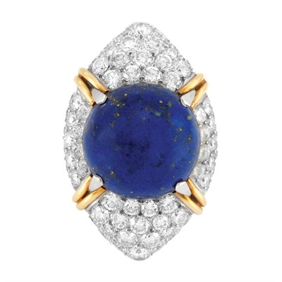 Lot 141 - Gold, Platinum, Lapis and Diamond Ring