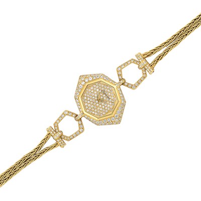 Lot 311 - Double Strand Gold and Diamond Wristwatch, Delaneau