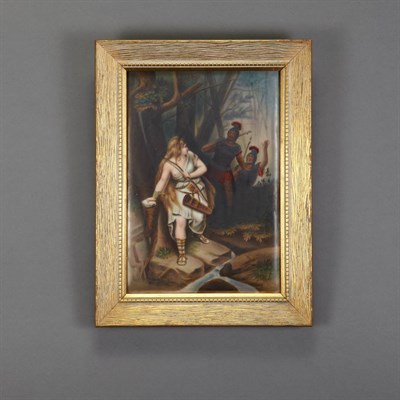 Lot 671 - Framed Continental Painted Porcelain Plaque...