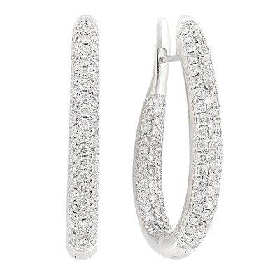 Lot 233 - Pair of White Gold and Diamond Hoop Earrings