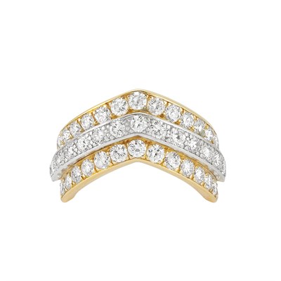 Lot 6 - Gold, Platinum and Diamond Triple Band Ring, Tiffany & Co.