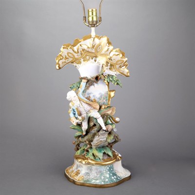 Lot 369 - Paris Porcelain Figural Vase Mounted as a...