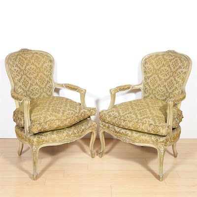 Lot 189 - Pair of Louis XV Style Carved and Painted...