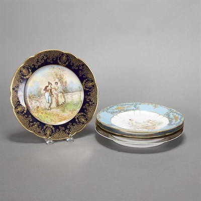 Lot 598 - Group of Painted Porcelain Cabinet Plates Late...