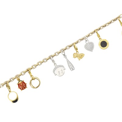 Lot 79 - Two-Color Gold Charm Bracelet, Cartier, France