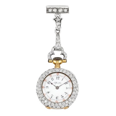 Lot 554 - Antique Gold, Platinum and Diamond Lapel Watch, Tiffany & Co.