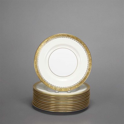 Lot 337 - Set of Twelve Mintons Gilt Decorated Porcelain...