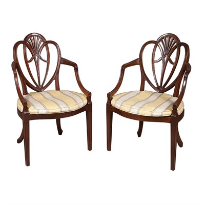 Lot 381 - Pair of George III Mahogany Armchairs 19th...