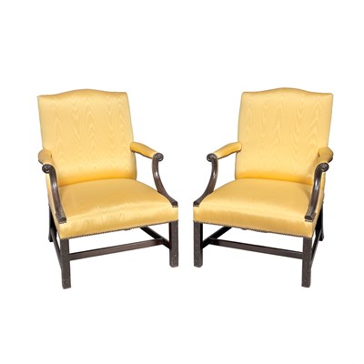 Lot 252 - Pair of George III Style Mahogany Library...