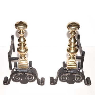 Lot 381 - Pair of George III Style Brass and Wrought...