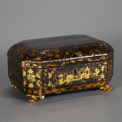 Lot 279 - Chinese Export Lacquered Tea Caddy Mid 19th...