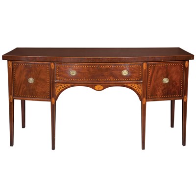 Lot 367 - George III Style Inlaid Mahogany Bow Front...