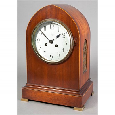 Lot 490 - Cathedral Style Mahogany Mantel Clock Black,...