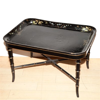 Lot 287 - Chinoiserie Decorated Papier Mache Tray Top...