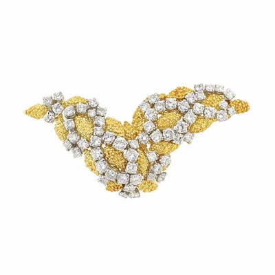 Lot 409 - Gold, Platinum and Diamond Clip-Brooch