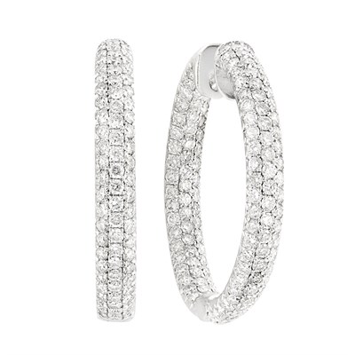 Lot 231 - Pair of White Gold and Diamond Hoop Earrings