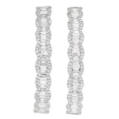 Lot 52 - Pair of White Gold and Diamond Hoop Earrings