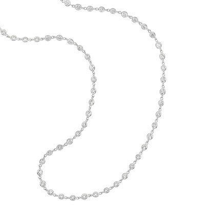 Lot 493 - Long White Gold and Diamond Chain Necklace