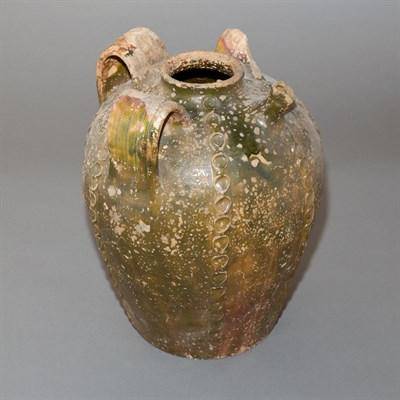 Lot 274 - Italian Green Glazed Pottery Olive Oil Jar...