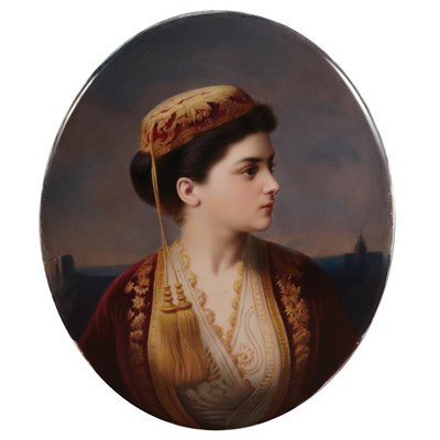 Lot 349 - Unframed KPM Painted Porcelain Plaque of a...