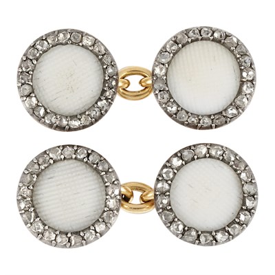 Lot 212 - Pair of Antique Gold, Silver and Carved White Ceramic Cufflinks