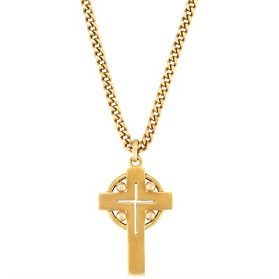 Lot 88 - Retro Gold Cross Pendant with Gold Chain Necklace, Jean Despres, France