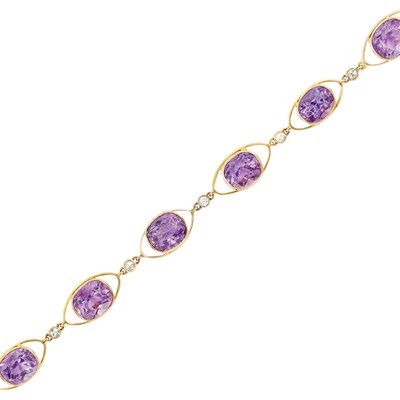 Lot 189 - Antique Russian Gold, Amethyst and Rock Crystal Bracelet, Attributed to Alexey K. Denisov-Uralsky
