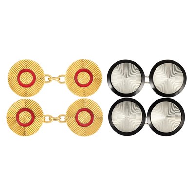 Lot 213 - Two Pairs of Art Deco Cufflinks, France