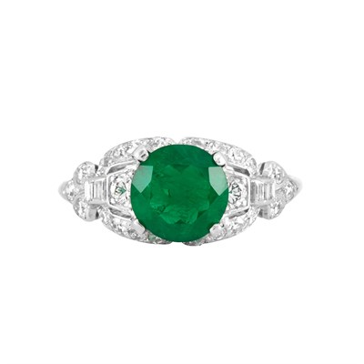 Lot 166 - Platinum, Emerald and Diamond Ring, J.E. Caldwell & Co.