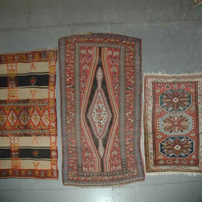 Lot 583 - Three Assorted Rugs Comprising a Hamadan rug,...