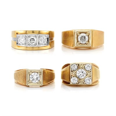 Lot 189 - Seven Two-Color Gold and Diamond Rings