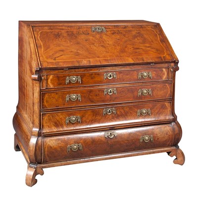 Lot 321 - Dutch Rococo Featherbanded Walnut Slant Front...