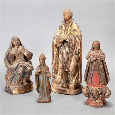 Lot 338 - Group of Four Continental Polychrome Decorated...