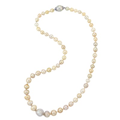 Lot 553 - Multicolored Natural Pearl and Seed Pearl Necklace