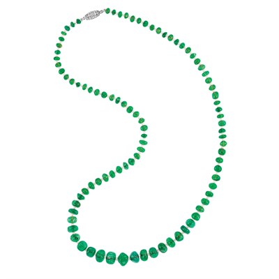 Lot 567 - Emerald Bead and Seed Pearl Necklace