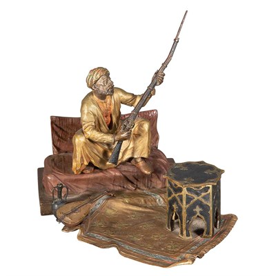 Lot 412 - Cold Painted Bronze Figural Inkstand Franz...