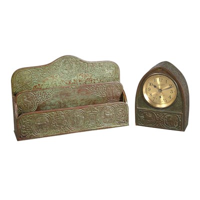 Lot 507 - Assembled Tiffany Studios Bronze Desk Set...