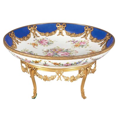 Lot 248 - Sevres Style Gilt-Bronze Mounted Hand Painted...