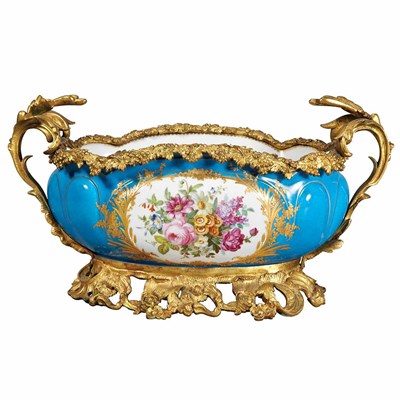 Lot 380 - Sevres Style Gilt-Bronze Mounted Porcelain...