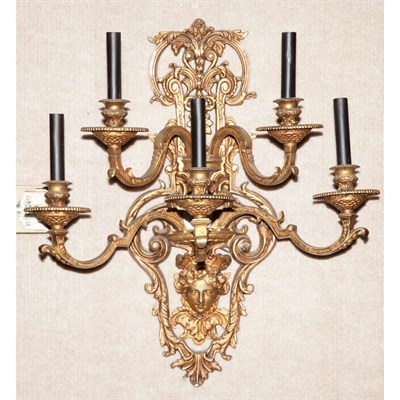 Lot 544 - Pair of Regence Style Gilt-Metal Five-Light...