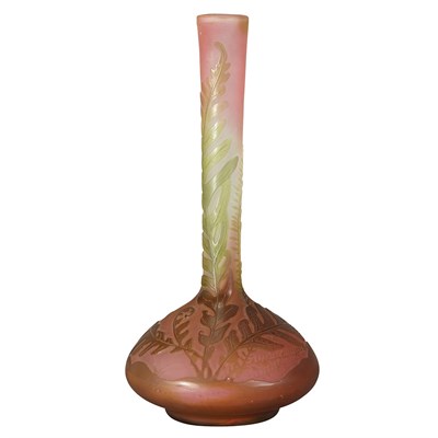 Lot 455 - Galle Acid Etched Cameo Glass Bud Vase Circa...