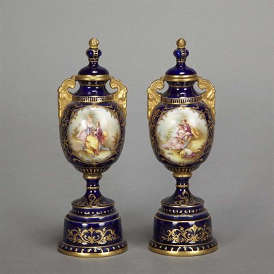 Lot 530 - Pair of Vienna Gilt and Hand Painted Porcelain...